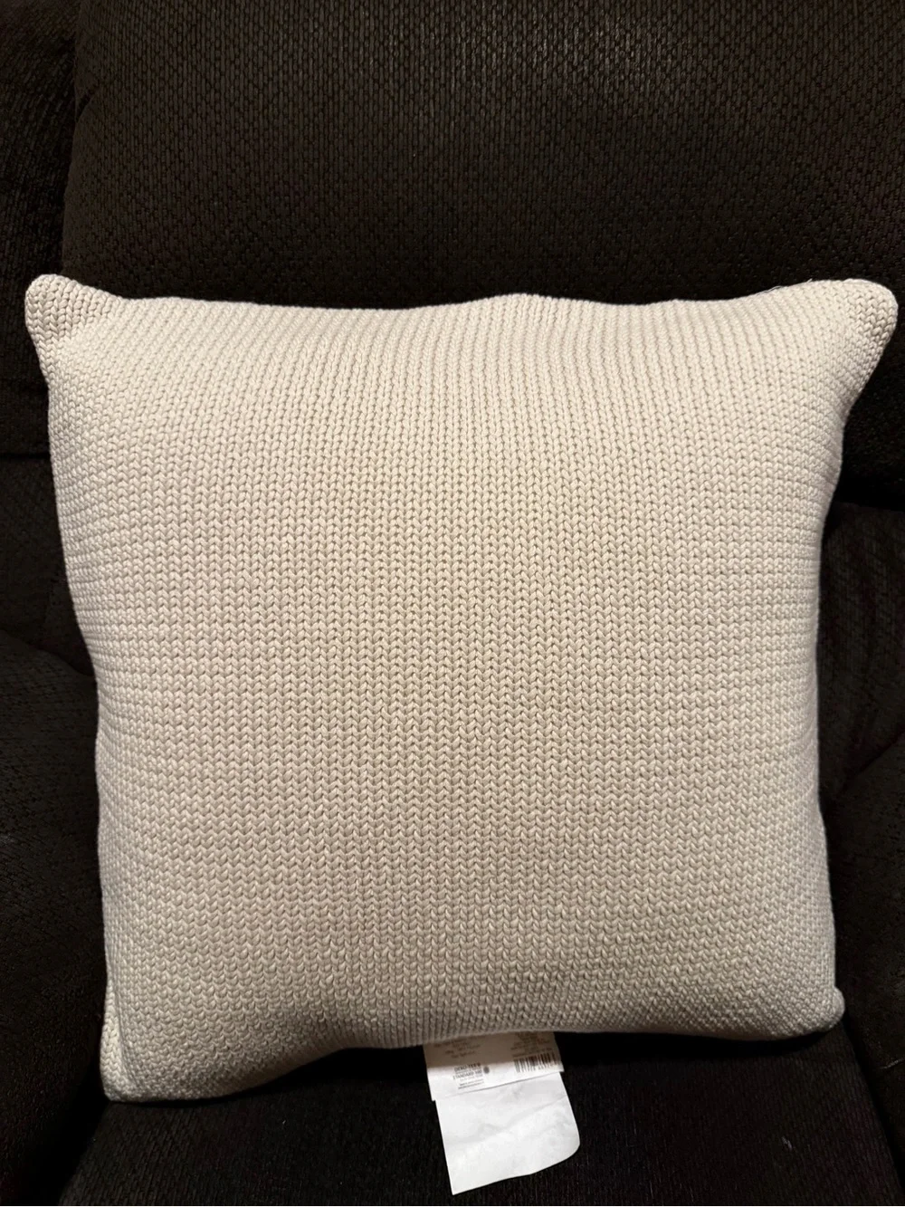 Beige Cream Chunky Cable Knit 20 x 20 Inch Decorative Pillow Farmhouse Cottage